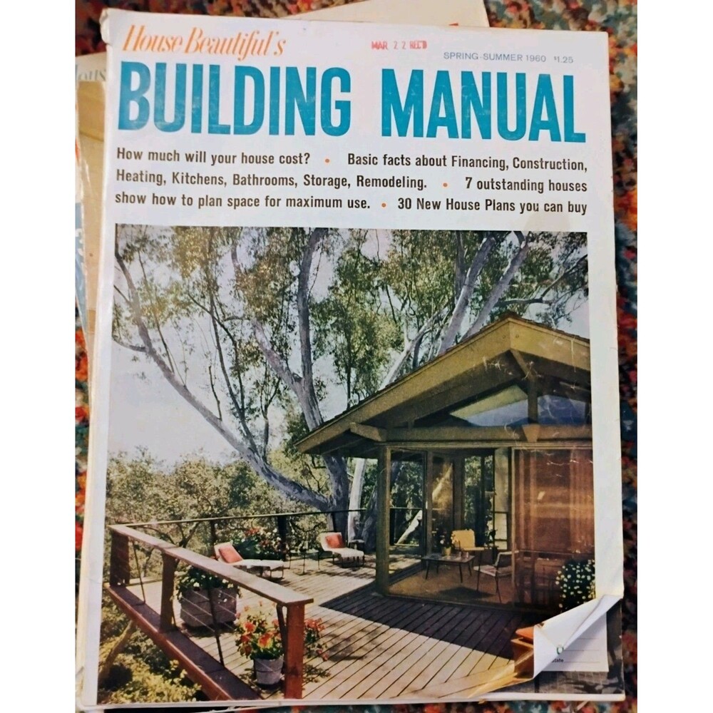 Vtg 1960 House Beautiful Building Manual Magazine Mid Century Modern House Plans